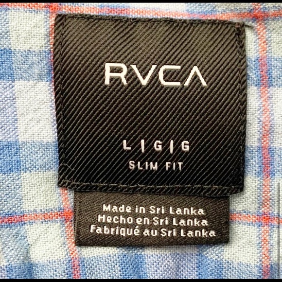 RVCA Blue Plaid Short Sleeve Button Down Shirt - Picture 5 of 5